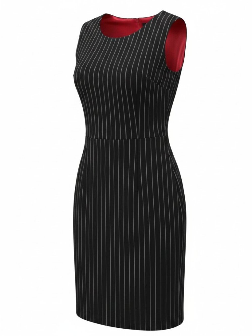 R & K Original Black Pinstripe Sleeveless V Neck Business Interview Dress EUC 6P